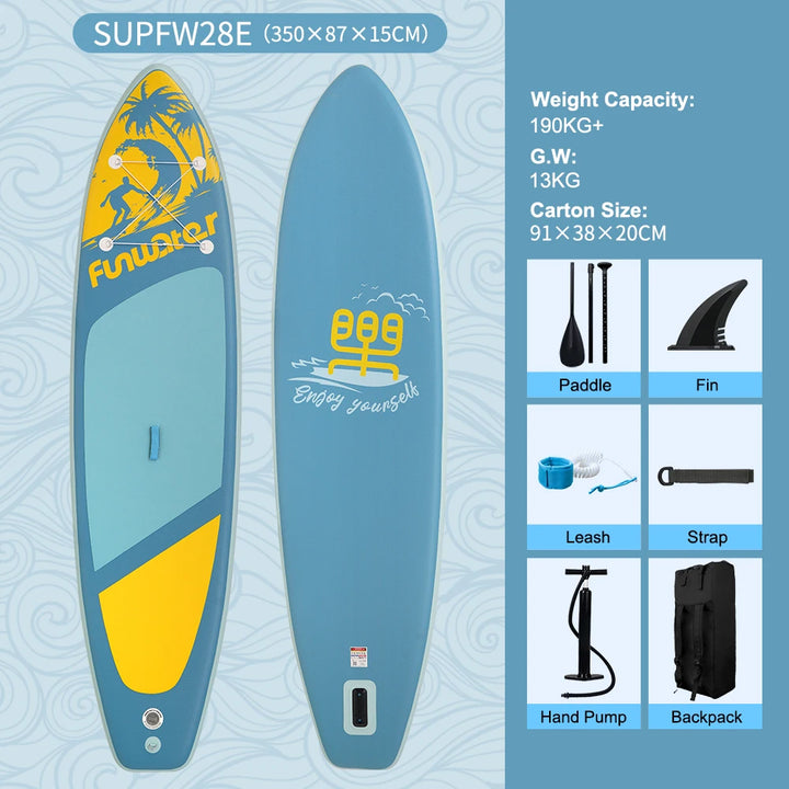 Tabla de paddle surf inflable FunWater, tabla SUP de 320–385 cm con plataforma antideslizante, tabla de paddle surf portátil para surf, turismo, pesca y deportes acuáticos