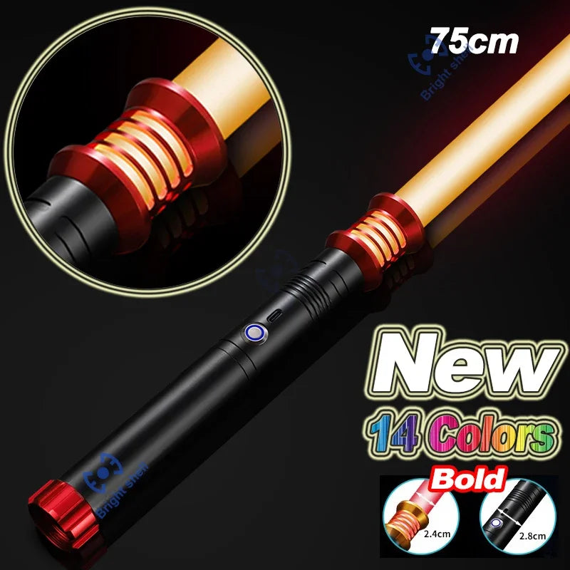 Juguete de sable de luz láser de metal, sable de luz RGB con 15 cambios de color, sonidos, efectos Force FX, FOC, juguete bláster, regalo de espada láser Jedi
