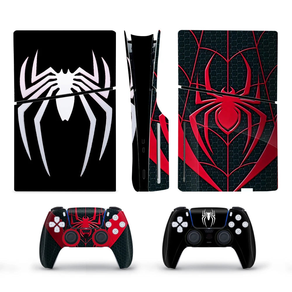 Vinyl Cover Skins for Playstation 5 Slim Console Controller Stickers Superhero Skin Wraps Set for PS5 Disc Edition Accessories