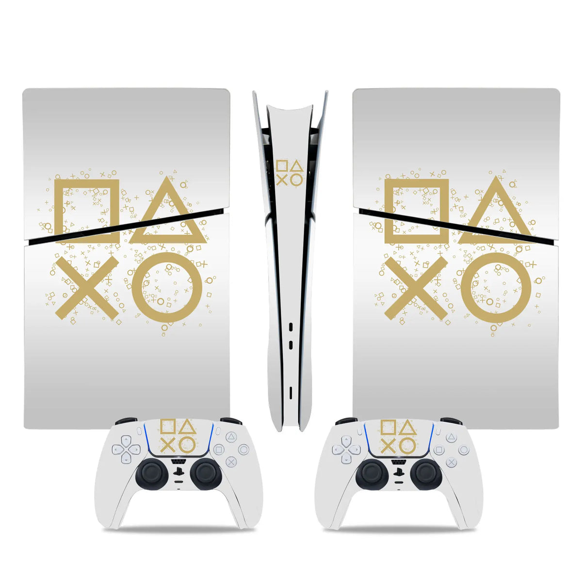 For PS5 Slim Digital Edition Console and 2 Controllers Geometry Design Skin PS5 Slim Digital Sticker Vinyl Wrap Cover Full Set