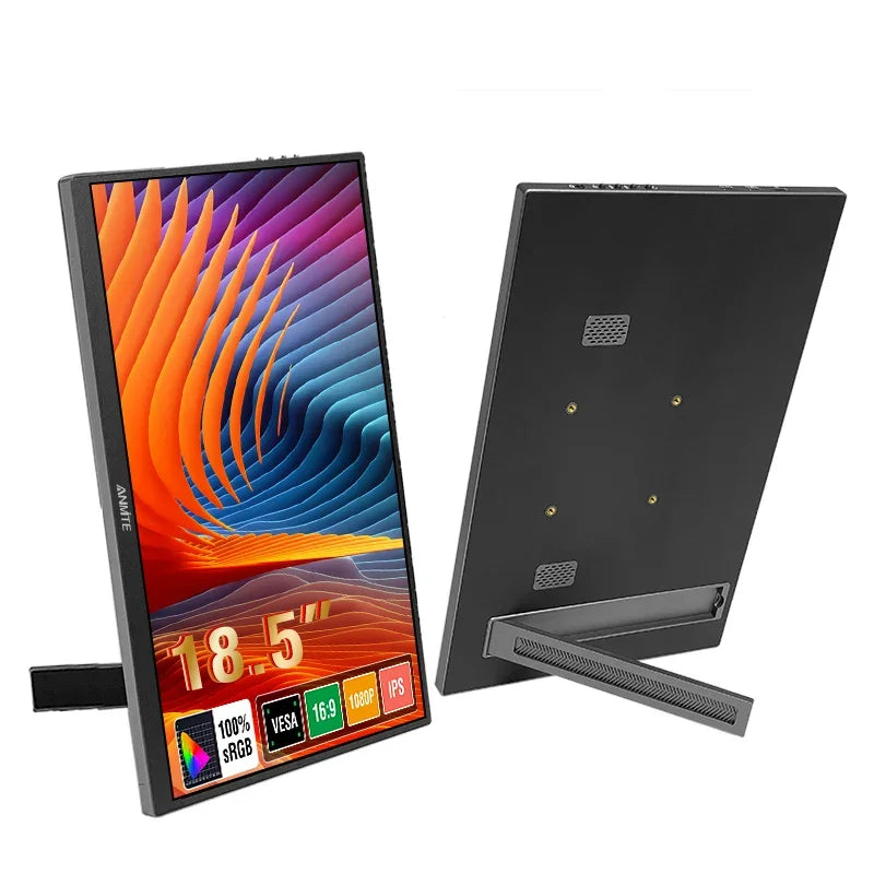 Monitor Portátil Anmite de 18.5 Pulgadas, 120Hz, RGB100%, con Orificio VESA y Soporte Trasero, Pantalla Extendida para Laptop, Pantalla ADS-IPS HDR