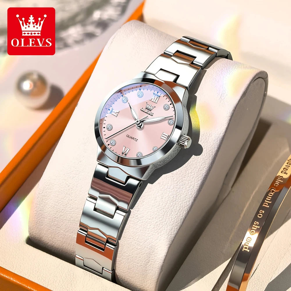 Reloj de cuarzo elegante y moderno para mujer OLEVS, reloj de pulsera resistente al agua con funciones luminosas, caja de regalo incluida, modelo 3735