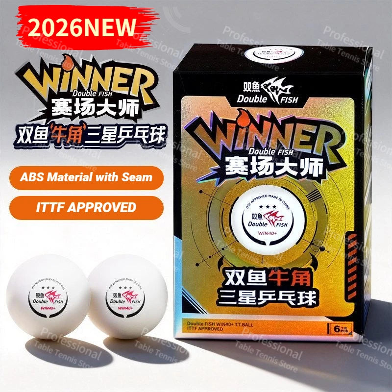 Pelotas de Ping Pong Double Fish Winner 2026, 3 Estrellas, Profesionales, con Costura, Material ABS Nuevo para Partidos