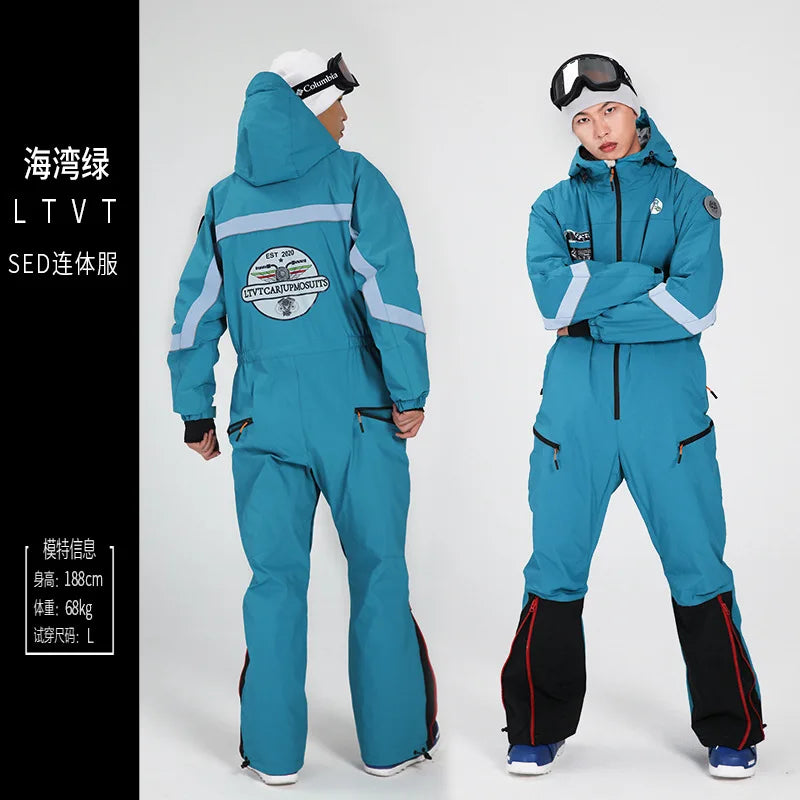Traje de esquí de una pieza para hombre, traje de Snowboard grueso y cálido, a prueba de viento e impermeable