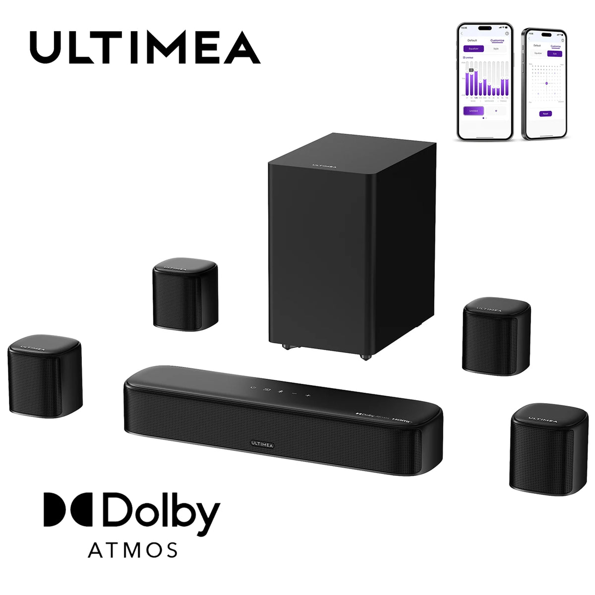 Kit ULTIMEA con barra, subwoofer y 5 altavoces para Dolby Atmos