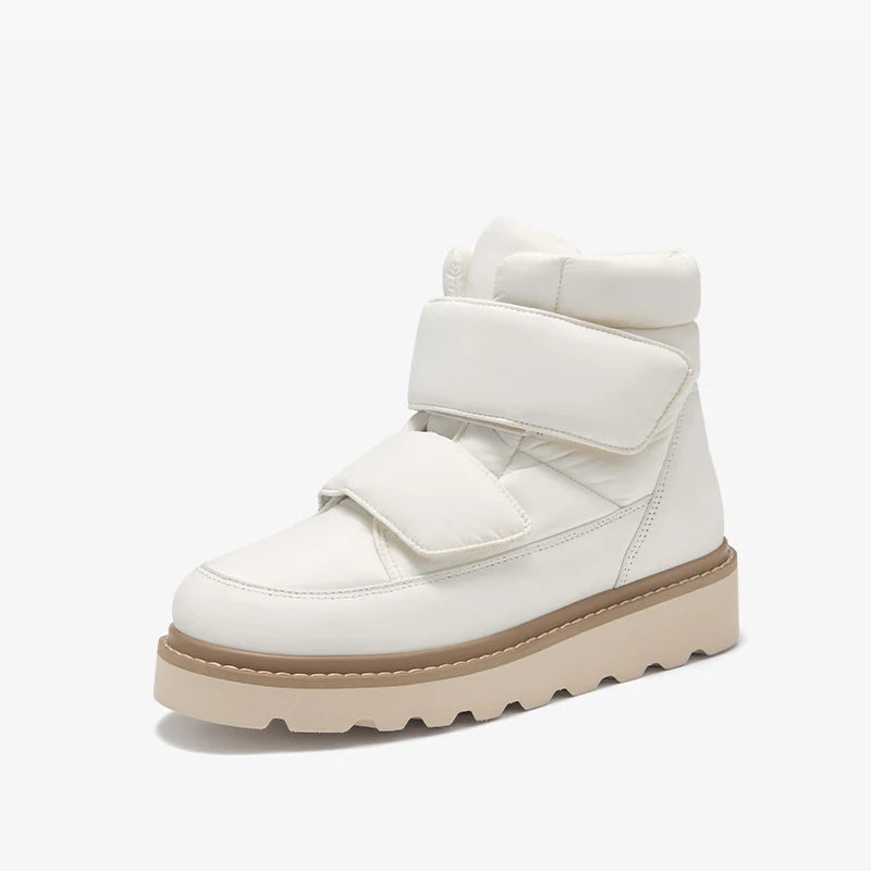 BEAUTODAY botines de mujer de tela con punta redonda plataforma de Color sólido gancho y bucle antideslizante botas de nieve de invierno hechas a mano 08064