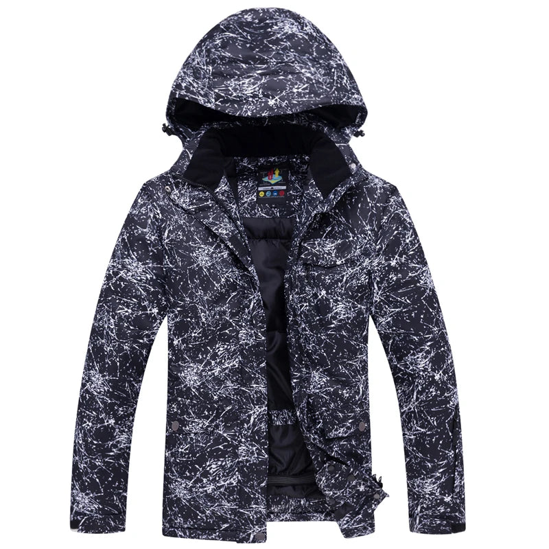-30 Conjuntos de trajes de nieve blancos para hombres o mujeres Ropa de invierno al aire libre Ropa de snowboard Disfraces impermeables Chaqueta de esquí + Baberos de pantalón de nieve