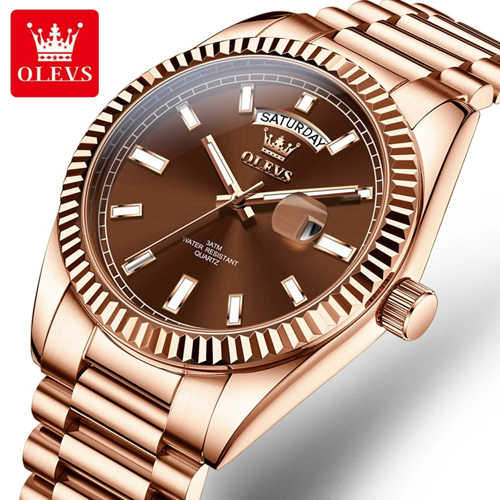 Reloj para hombre OLEVS 5650, de lujo, original, deportivo, de cuarzo, resistente al agua, con luminiscencia, día y fecha, regalo para hombre