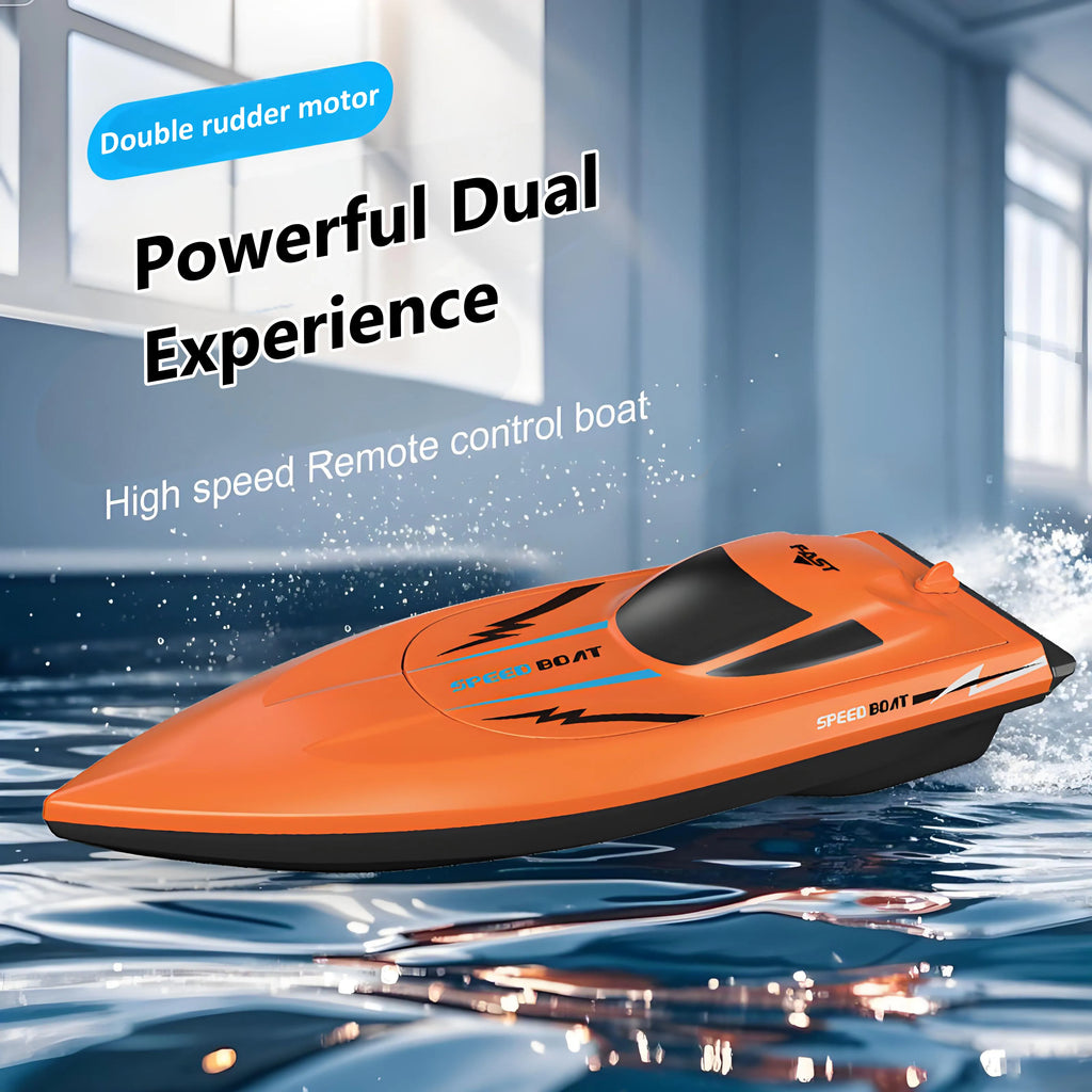 Lancha rápida de control remoto de 2.4G para niños – Juguete de barco RC eléctrico rápido con motor doble, modelo impermeable para piscina y juego al aire libre