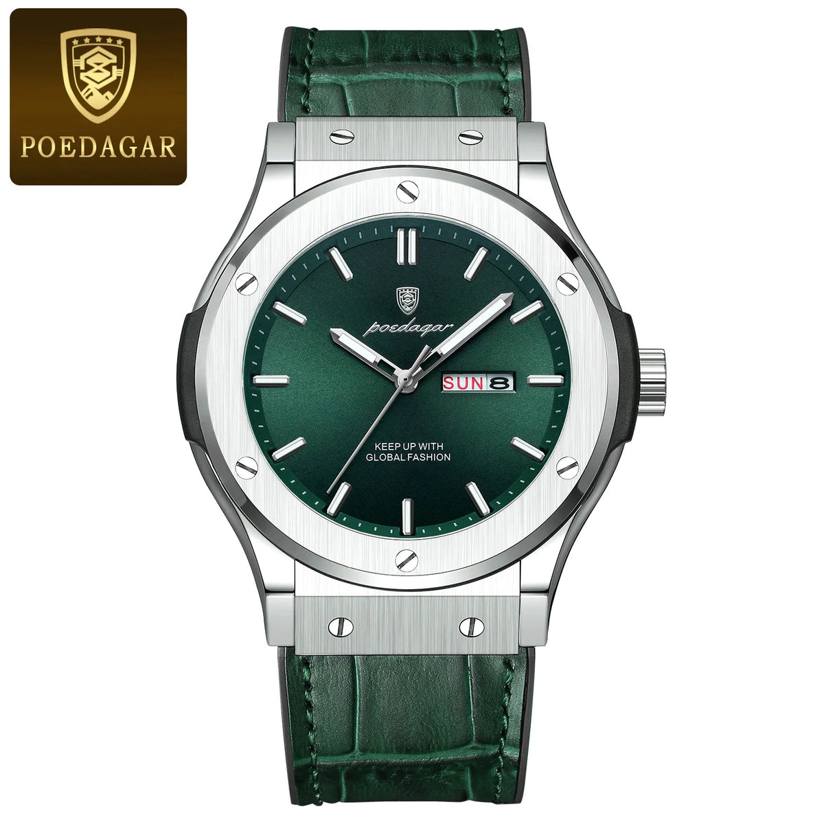 Reloj de lujo para hombre POEDAGAR, resistente al agua, con fecha y día, luminoso, correa de silicona, reloj de cuarzo a la moda para hombre