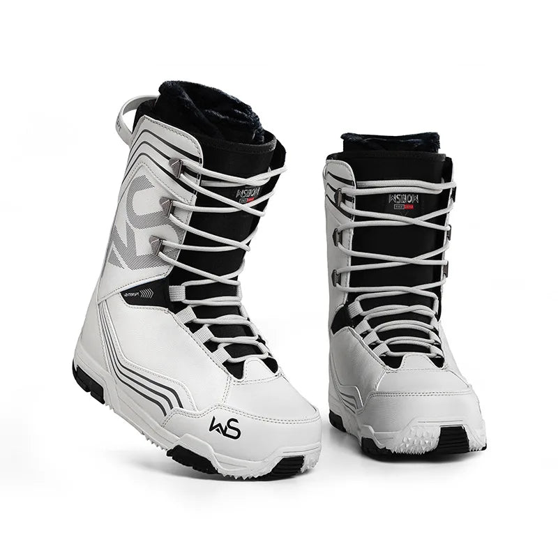 Botas de Snowboard de Dureza Media, Cálidas, Impermeables, con Cordones, para Hombre y Mujer, Adultos, Estilo Libre, con Entresuela de EVA y Forro de Piel de Oveja