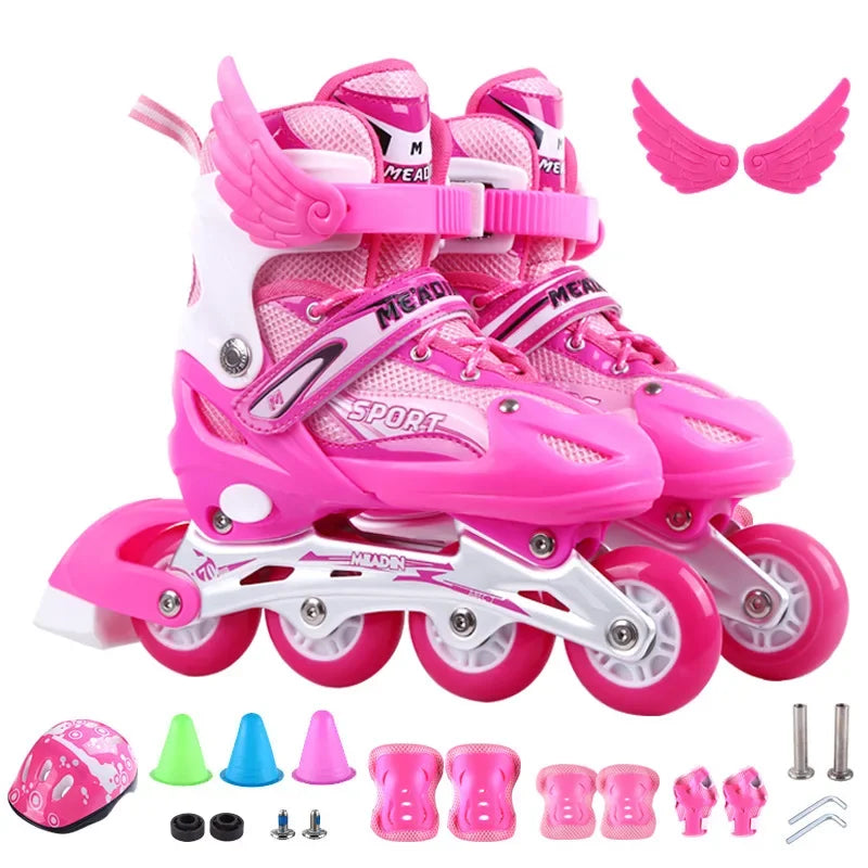 Patines de Ruedas Ajustables para Niños y Niñas, con Ruedas con Luz Intermitente, Patines en Línea para Exteriores