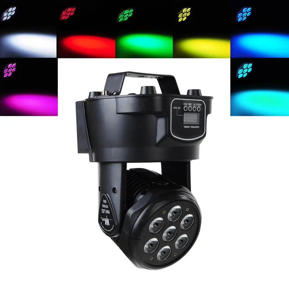 2 piezas de mini cabezal móvil LED Wash 7x12W RGBW 4 en 1 para discoteca, DJ y KTV, 12/16 canales DMX, luz de bola LED para escenario de 14 canales