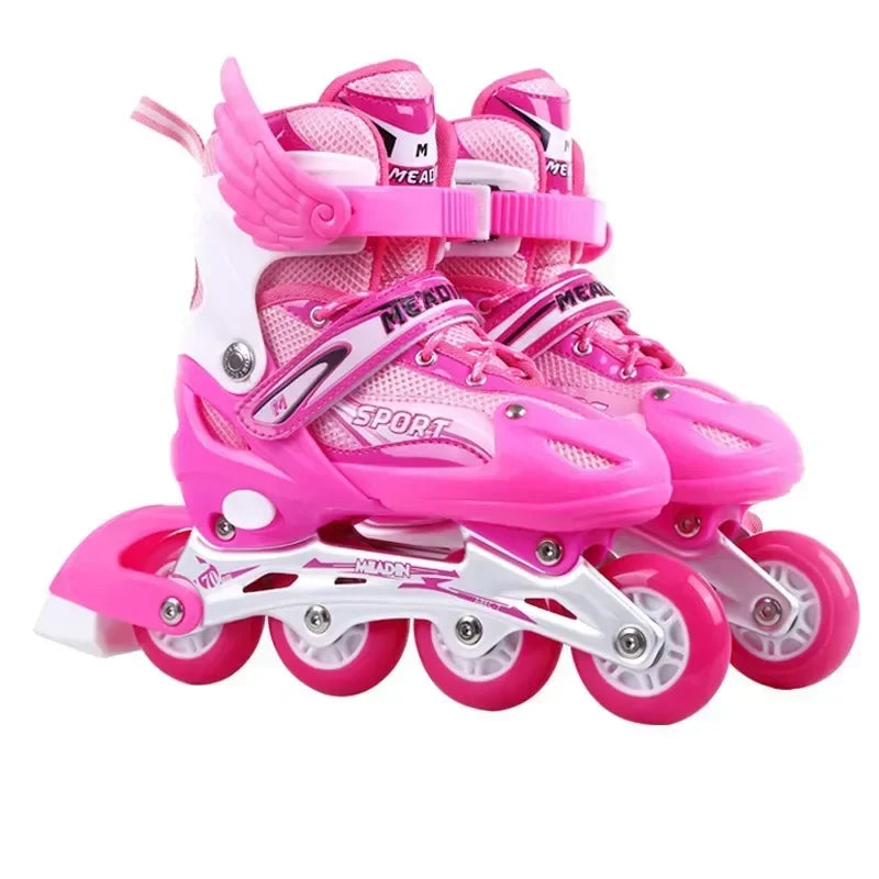 Patines de Ruedas Ajustables para Niños con Ruedas con Luz Intermitente, Patines en Línea para Niños y Niñas para Prácticas Deportivas