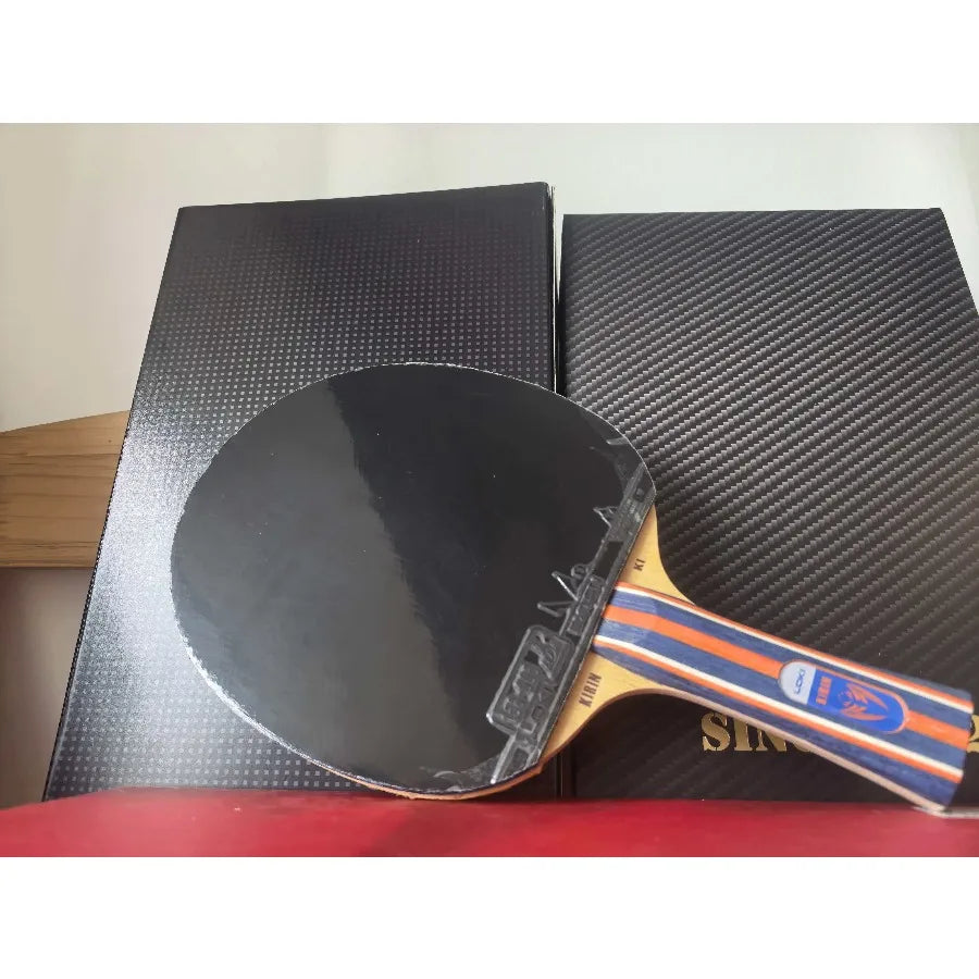 LOKI Kylin K1 Juego Completo de Raqueta de Tenis de Mesa, Madera de 5 Capas con 2 de Fibra de Carbono, Equipo Profesional de Entrenamiento de Ping Pong