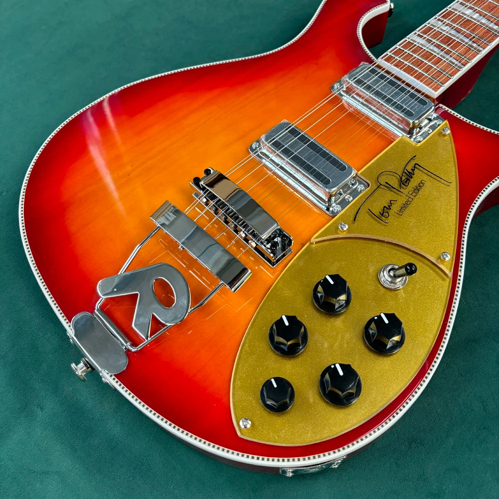 Guitarra eléctrica de 12 cuerdas, guitarra de cuerpo semi-hueco con cuerpo de arce, guitarra eléctrica de 21 trastes con pastillas de doble bobina