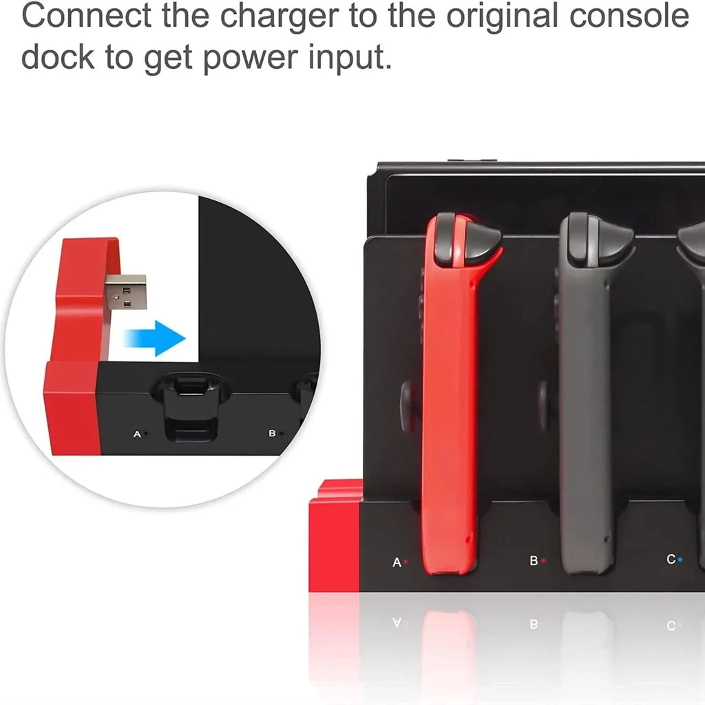 Estación de carga Joycon IPEGA PG-9186 para Switch y OLED: carga hasta 4 mandos, compatible con Switch y modelo OLED