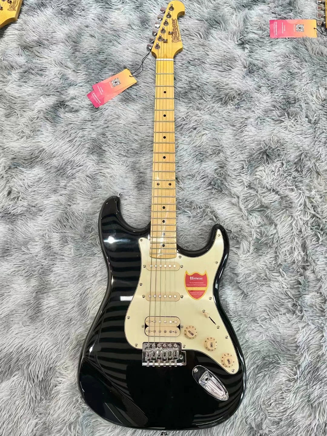 Guitarra Eléctrica Bullfighter Factory Azul Rosa Roja de 22 Trastes con Cuerpo de Álamo Sólido, Mástil de Arce, Cuerdas y Puente Cromado Vintage