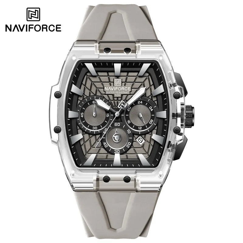 Reloj cronógrafo multifuncional para hombre NAVIFORCE NF6113, con calendario, segundero, luminoso, resistente al agua y correa de silicona