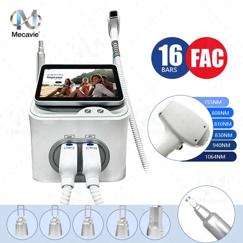 Dispositivo de Depilación Láser de Diodo Picosegundo 2 en 1 de 6000W Soprano 808+, Láser Picosegundo para Eliminación de Tatuajes, Depilación Permanente