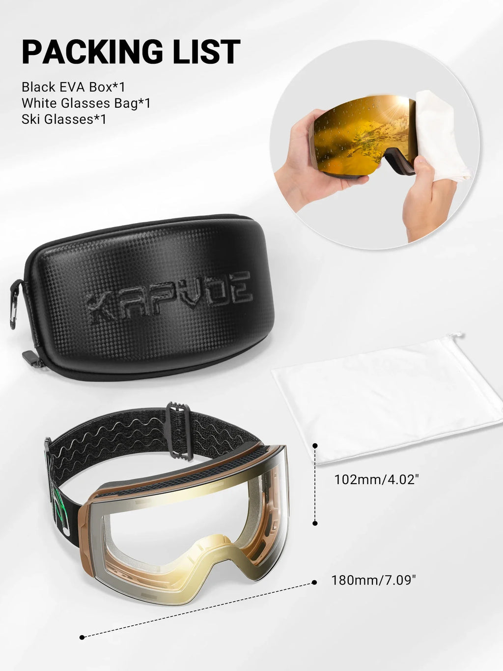 Gafas de esquí fotocromáticas Kapvoe con estuche, sistema magnético antivaho, protección UV400, para esquí, motos de nieve y actividades invernales. Gafas para hombre.