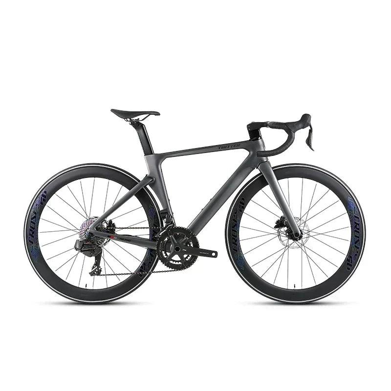 Bicicleta de carretera de fibra de carbono para competición TWITTER R12pro con frenos de disco hidráulicos, cambio electrónico inalámbrico EDS TX-2*12S
