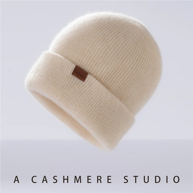 Gorros de invierno para mujeres/hombres, gorros informales para exteriores, gorros tejidos de Cachemira, gorro grueso de dos capas, gorro cálido a prueba de viento para Unisex