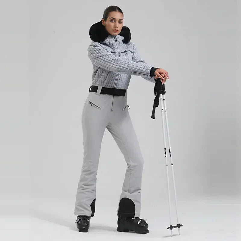 Monos de Snowboard 2025 Sudadera con capucha de invierno Suites de esquí Mujeres Deportes cálidos Chándales de nieve Ropa de esquí impermeable al aire libre a prueba de viento