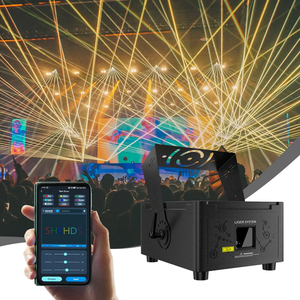 SHEHDS New 25KPPS IP65 Waterproof 12W Laser APP Control RGB Animation Scanner For Outdoor DJ Disco Party Music Festival