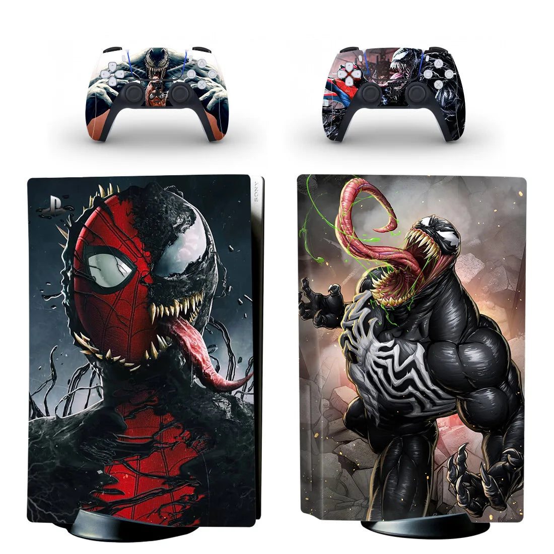 Adhesivo de película Spider para PS5 edición disco, funda protectora para consola y 2 mandos, vinilo para PS5 edición disco