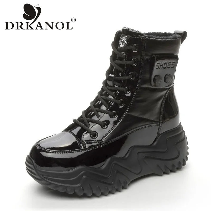 DRKANOL-Botas de nieve impermeables para mujer, zapatos cálidos con cuña, tacón de plataforma, aumento de altura, Otoño e Invierno