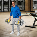 Barra Hexagonal para Mancuernas, Capacidad de 330 LBS, Construcción de Acero, Mango con Reborde Antideslizante y Collares de Resorte para Entrenamiento de Fuerza en Casa