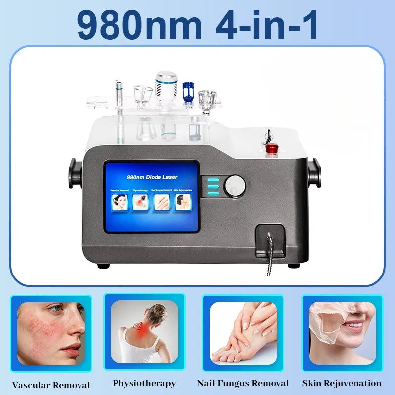 Máquina de Láser de Diodo 4 en 1 de 980 nm para Fisioterapia, Eliminación Vascular, Eliminación de Hongos en las Uñas, Rejuvenecimiento de la Piel, Uso en Salón
