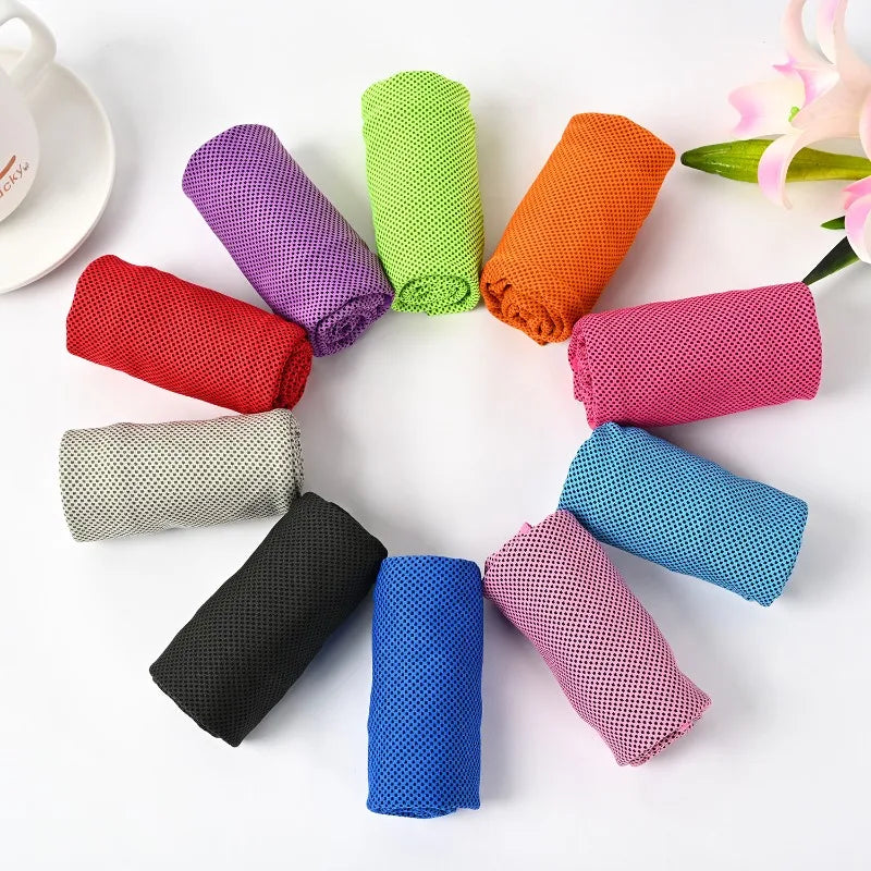 Toalla Deportiva de Secado Rápido, Toalla Enfriadora para Exteriores, Toallas de Hielo Enrollables, Suaves y Transpirables, Adecuadas para Yoga, Correr, Fitness, Camping, Natación