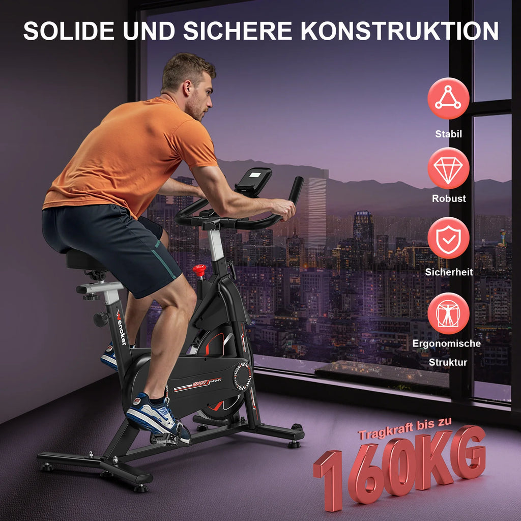 Bicicleta de ejercicio actualizada 2026, bicicleta estática silenciosa con resistencia de 0 a 100 %, pantalla y soporte para tableta, bicicleta de ciclismo en interiores para entrenamiento cardiovascular con asiento cómodo,