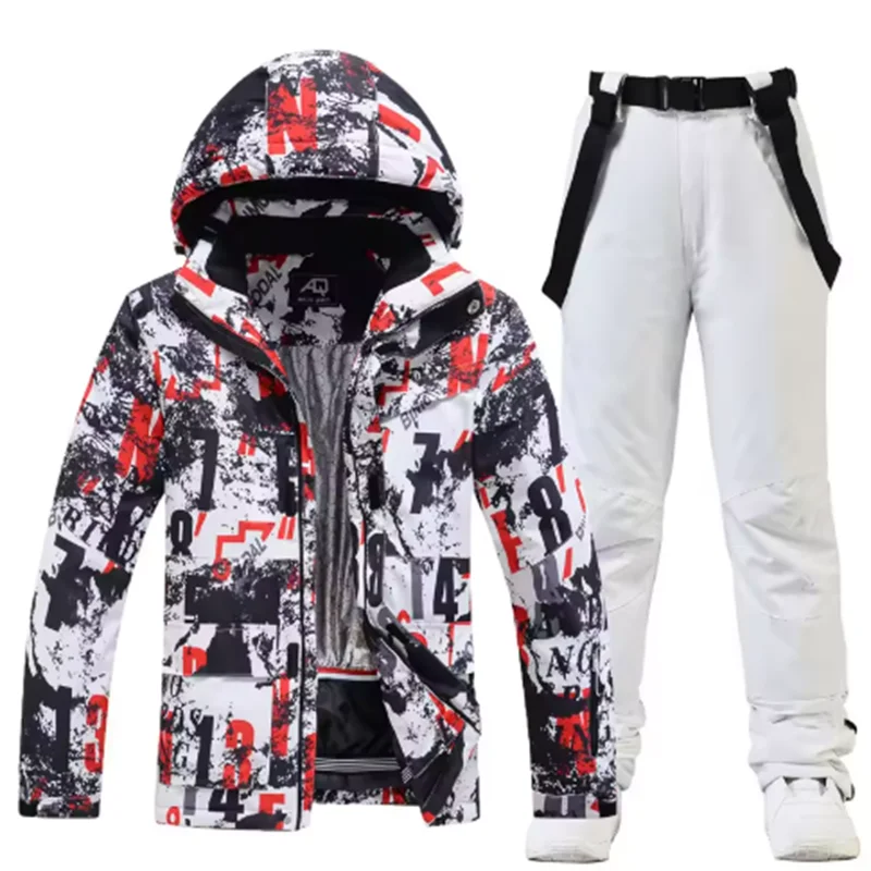 Traje de esquí colorido y cálido para hombre, ropa de snowboard, chaquetas de invierno, pantalones para hombre, ropa impermeable, disfraces de nieve,-30