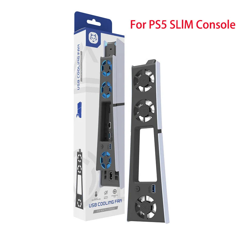Ventilador de refrigeración para juegos, sistema de refrigeración eficiente con luz LED y reducción de ruido para consola PS5 Slim, versión con disco y digital