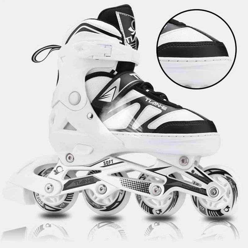 Flash-zapatos de patinaje en línea para adultos, patines profesionales de 4 ruedas, zapatillas de deporte de tamaño ajustable, práctica de patinaje al aire libre para niños