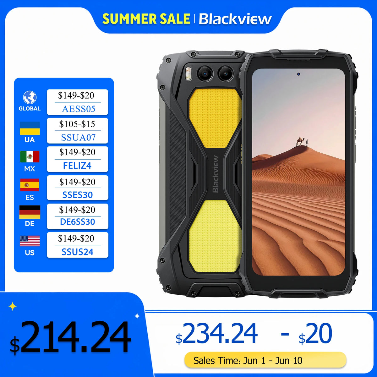 Teléfono resistente Blackview BV7300, 6GB+256GB, Android 14 Gaming Phone, 15000mAh+45W Smartphone resistente, cámara 50MP+30MP NFC/Dual SIM