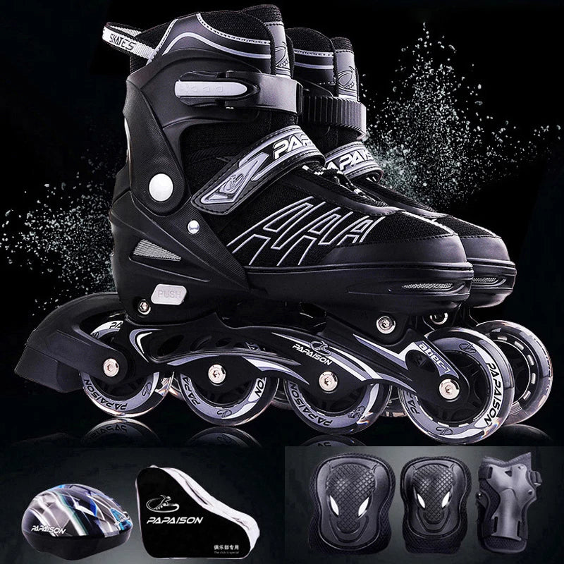 Patines en Línea Ajustables de Talla 27-44 para Principiantes, Niños y Niñas, con Luces, 4 Ruedas, Juego de Zapatos de Patinaje, Zapatillas de Patinaje para Adultos
