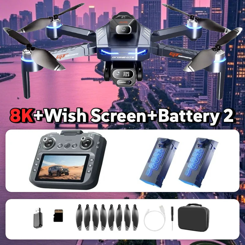 Para Dron GT8 Genuino 4K Profesional Doble Cámara FPV GPS Motor sin escobillas Flujo óptico Suspensión Plegable Quadcopter 4k 8K RC Dron