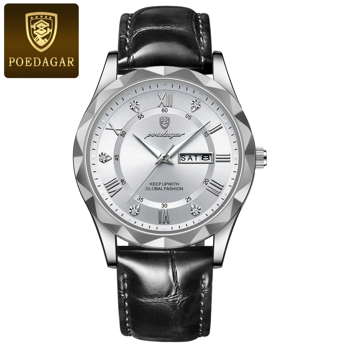 Reloj de pulsera para hombre POEDAGAR, diseño moderno, resistente al agua, luminoso, con calendario semanal, cuarzo, correa de piel, estilo ejecutivo