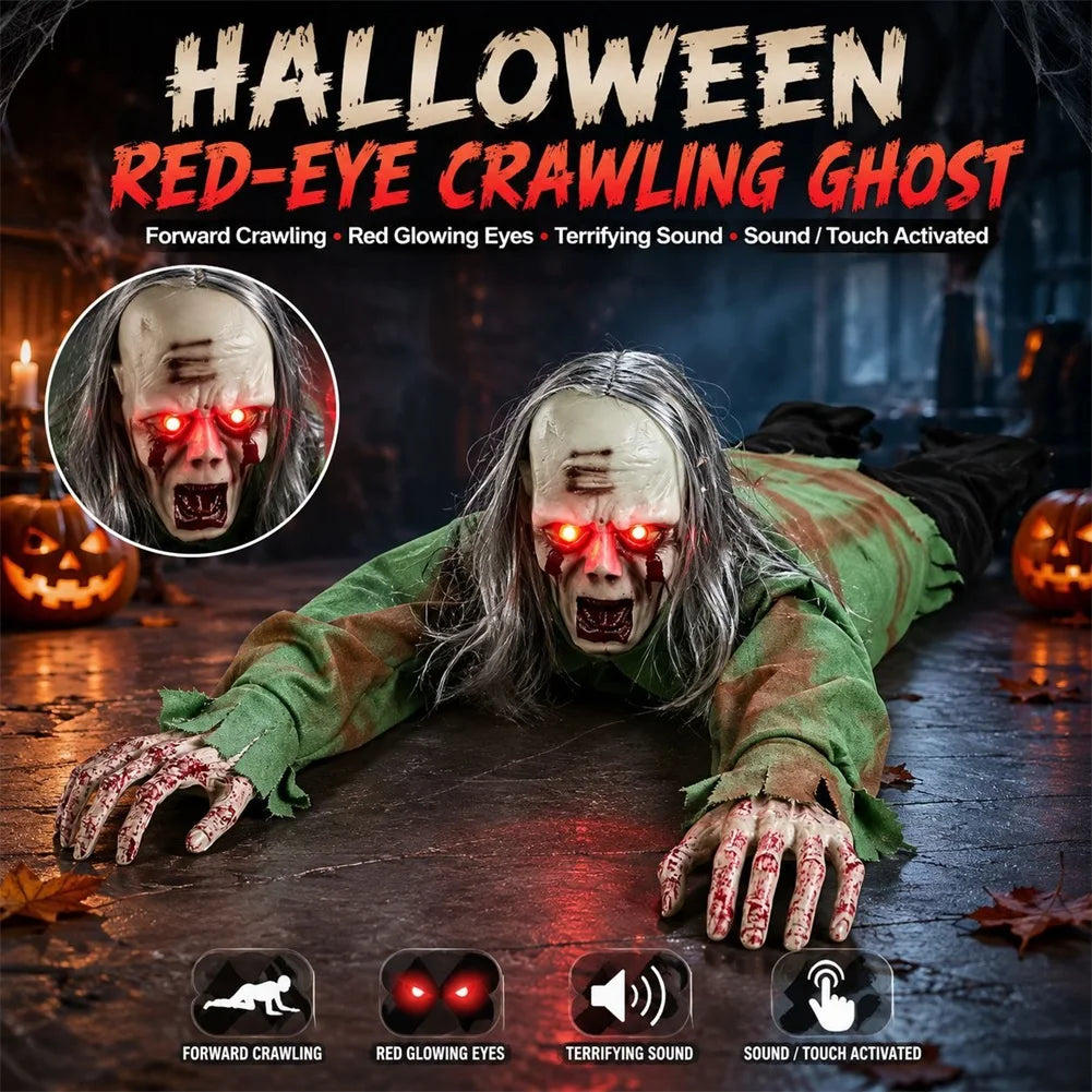 Gateando Halloween Zombie Scary Haunted House Decor Prop Sensor de Movimiento Activado Sonido Efectos de Luz de Configuracin DE LA Escena de Terror