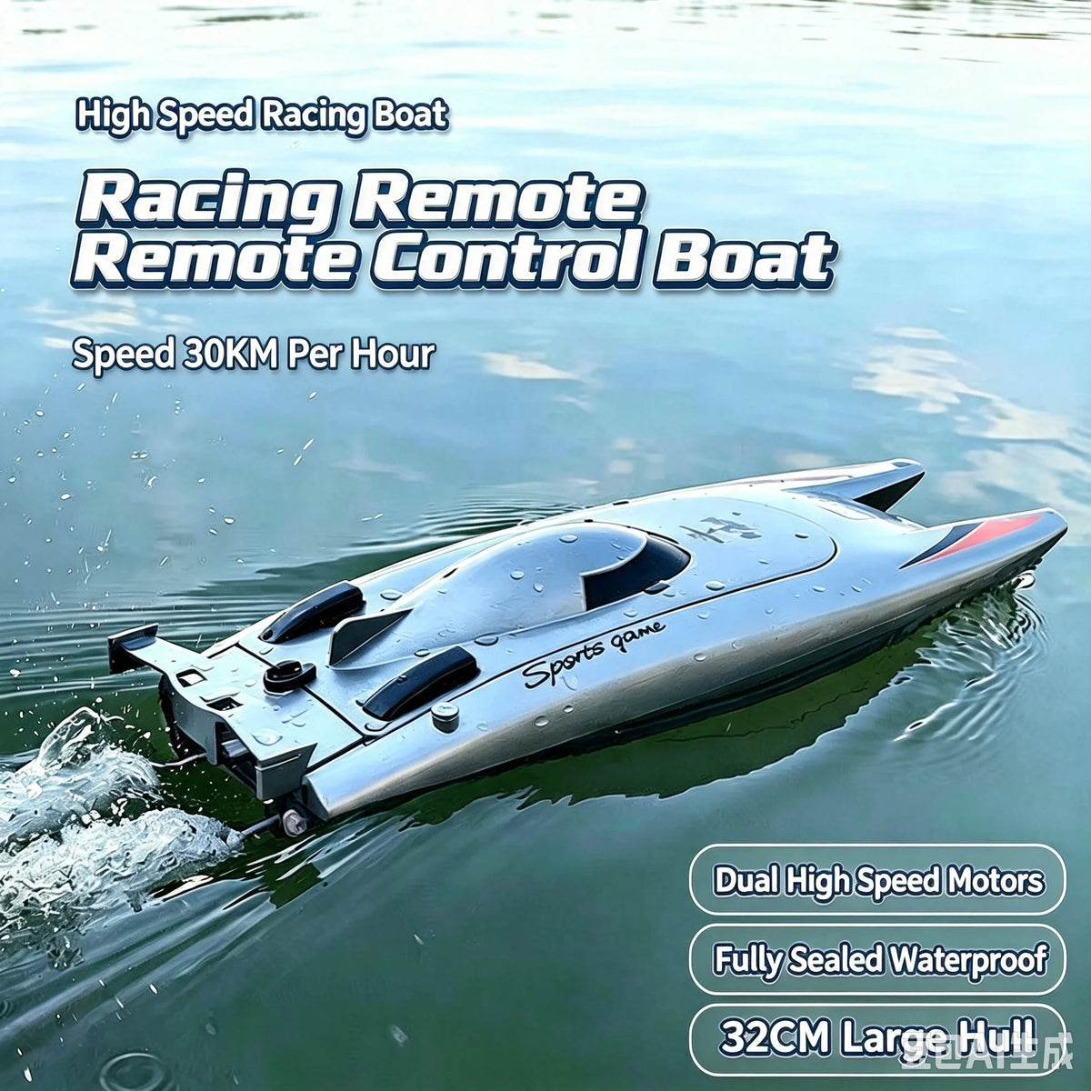 RC Boat Dual Motor High Speed 30Km/h Waterproof Radio Controlled Ship Electric Water Toys for Boys Kids Christmas Gifts