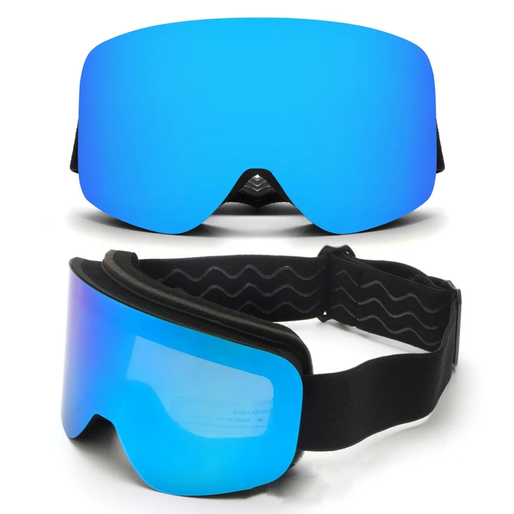 Gafas de esquí con doble capa antivaho, visión nítida HD, protección contra el viento y rayos UV400, compatibles con casco, ideales para deportes de invierno al aire libre.