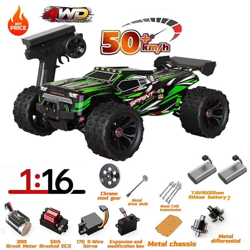 SG116MAX SCY9522 1:16 Auto de Carreras de Alta Velocidad con Derrape a 80KM/H, Motor sin Escobillas, 4WD, 9522PRO 50KM/H, Auto RC Todoterreno, Juguetes para Niños, Regalo