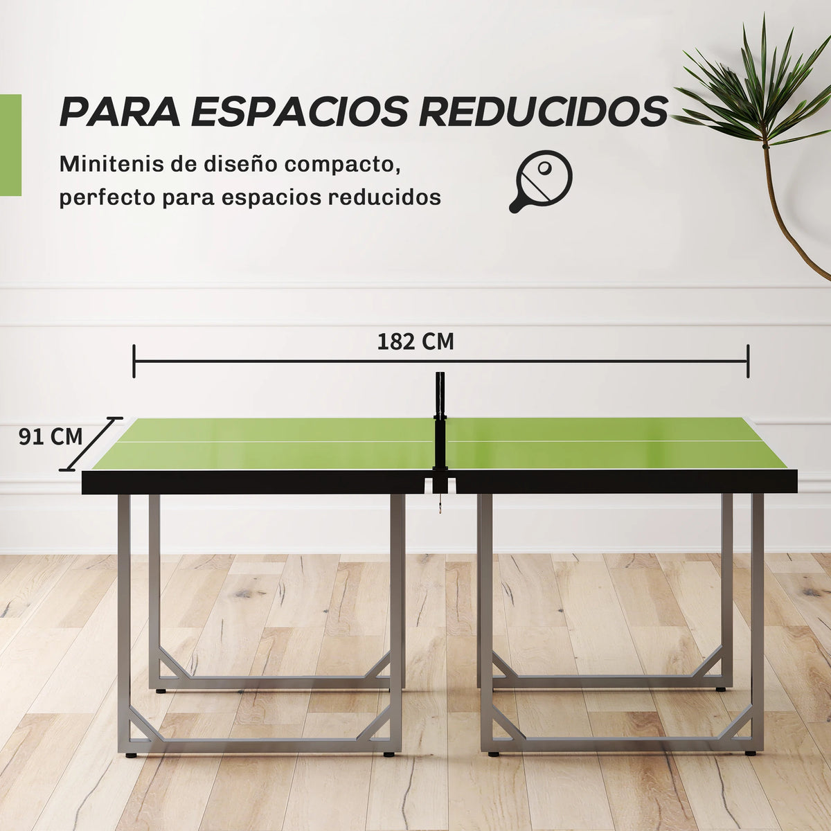 HOMCOMMesa de Ping-Pong Plegable con Red y Marco de Acero Fácil de Transportar para Interior y Exterior 182x91x76 cm Verde