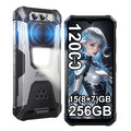 Smartphone ultrarresistente FOSSiBOT F106 Pro, 8 GB de RAM, 256 GB de ROM, 12000 mAh, pantalla de 6,58”, Android 14, altavoz potente, luz de camping, teléfono móvil