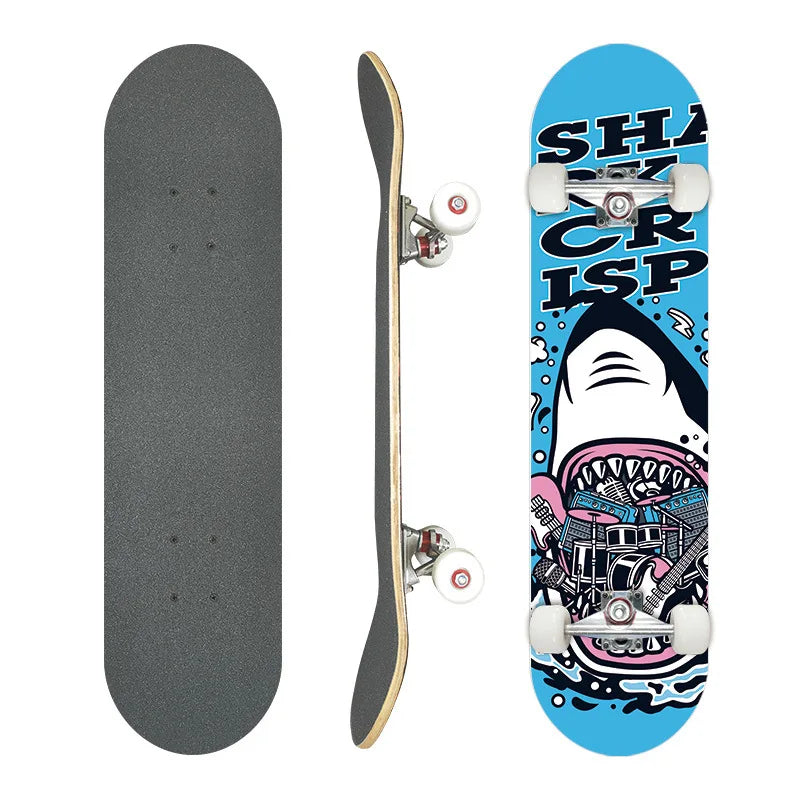 Patineta Maple de Doble Kick con 4 Ruedas, Ejes de Aleación de Aluminio, Ruedas de PU, para Adultos y Principiantes, Carga Máxima 150 kg, Patineta Urbana