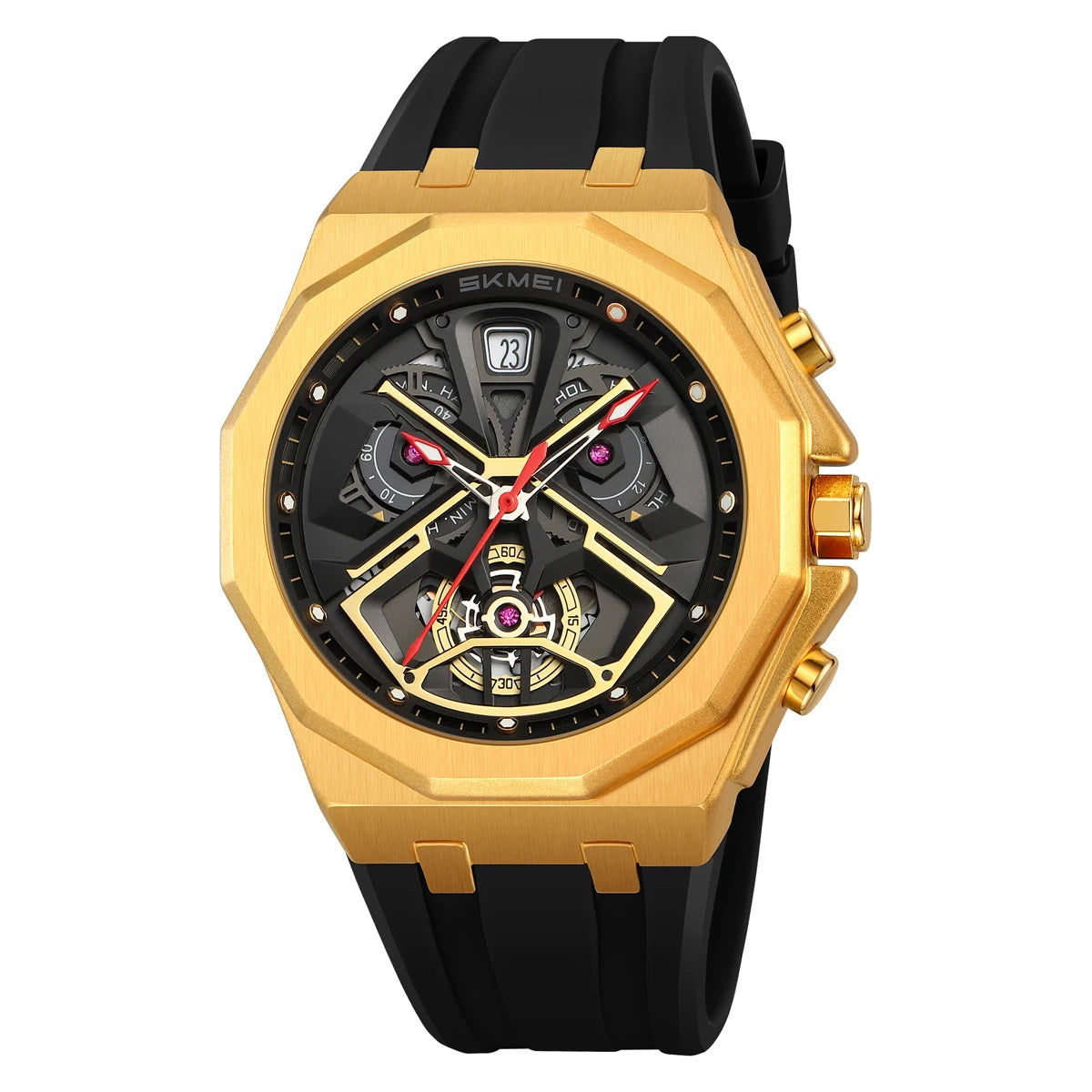 Reloj SKMEI 2432 para hombre, casual, de marca reconocida, redondo, con movimiento de cuarzo, resistente al agua, de lujo, comercial, con visualización de día de la semana.